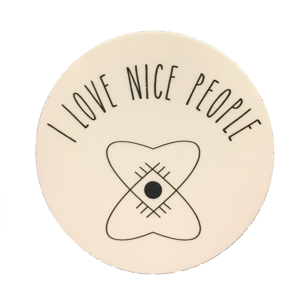 Custom personalized stickers made by Sticker Mule from I Love Nice People!